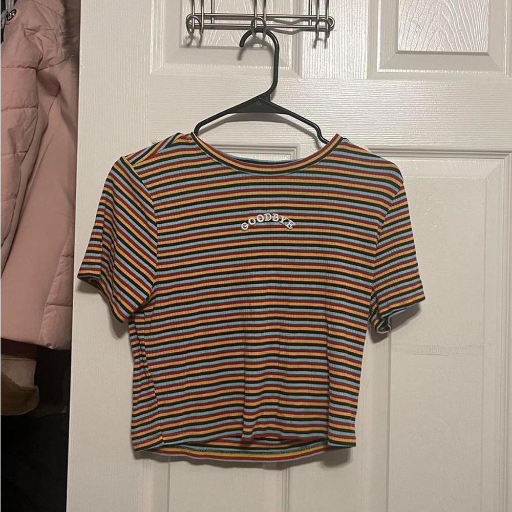 Forever 21 Rainbow Striped Shirt Goodbye